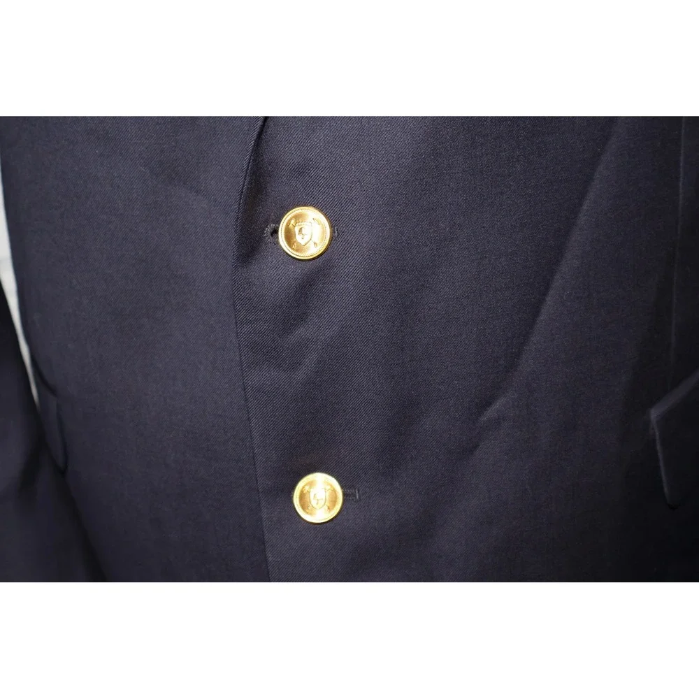 Lauren Ralph Lauren Blazer Mens 48L Navy Blue Wool Two Button Gold Crest